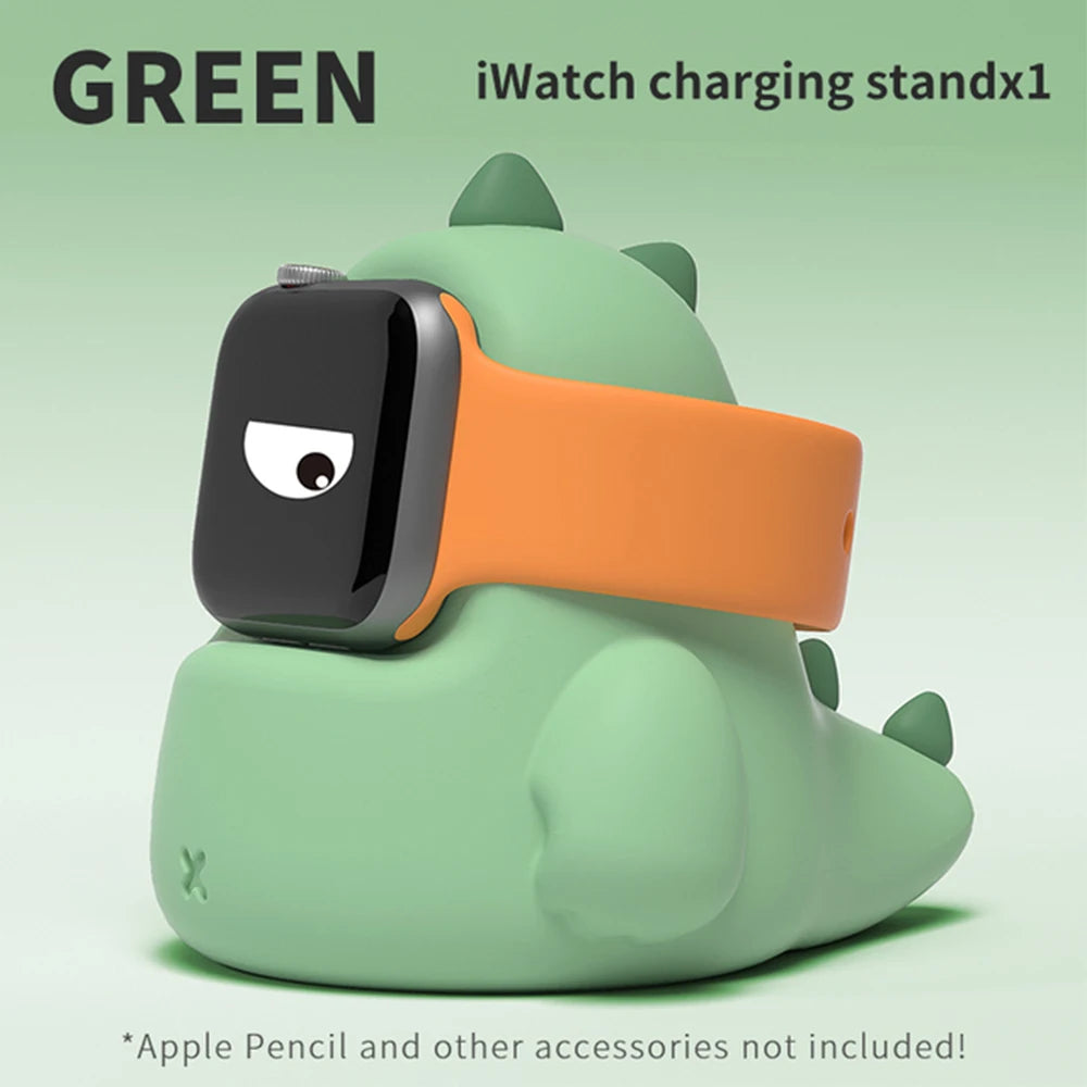 Apple Watch Charger Stand – Silicone Dock for All Series - Dinosaur