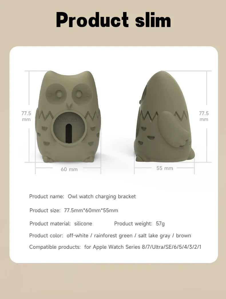 Apple Watch Charger Stand – Silicone Dock for All Series - Owl