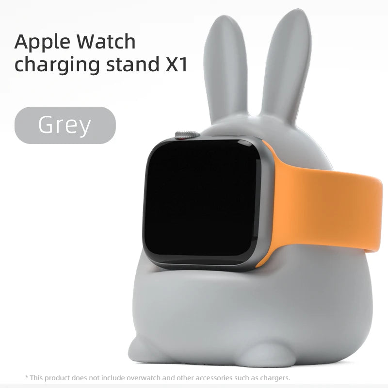 Apple Watch Charger Stand – Silicone Dock for All Series - Bunny