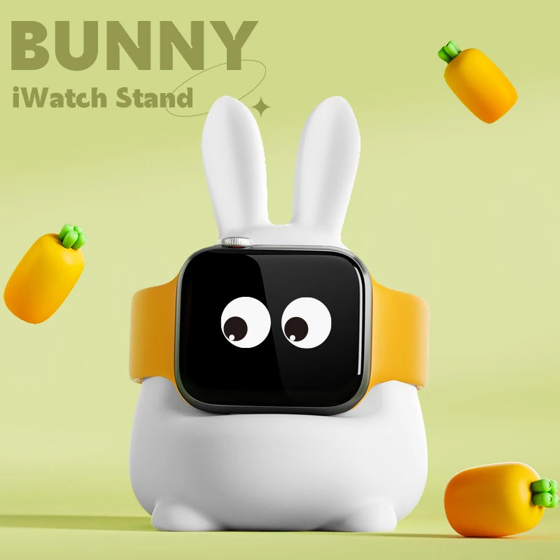 Apple Watch Charger Stand – Silicone Dock for All Series - Bunny