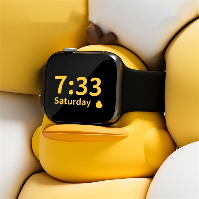 Apple Watch Charger Stand – Silicone Dock for All Series - Cute Duck