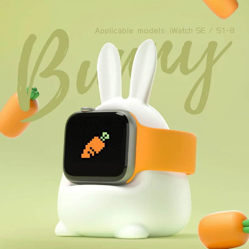 Apple Watch Charger Stand – Silicone Dock for All Series - Bunny