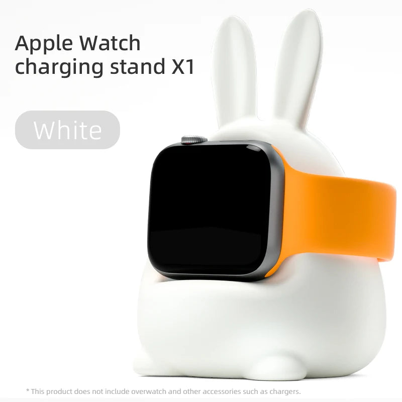 Apple Watch Charger Stand – Silicone Dock for All Series - Bunny