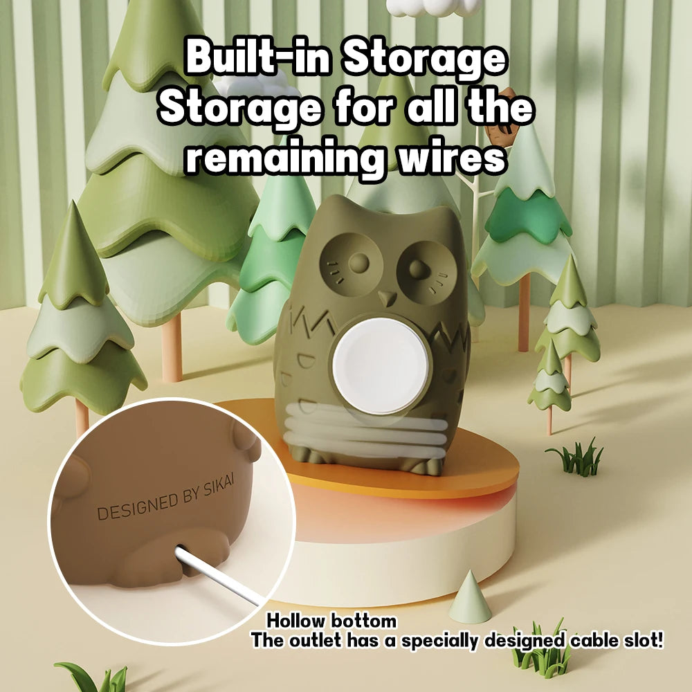 Apple Watch Charger Stand – Silicone Dock for All Series - Owl