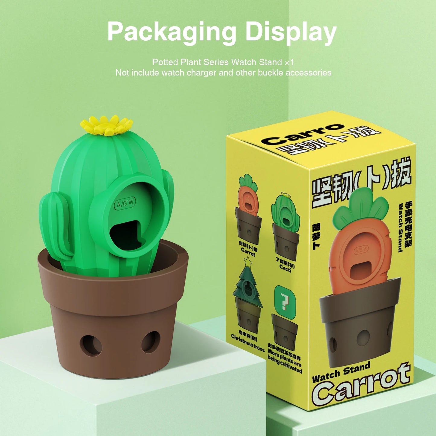 Apple Watch Charger Stand – Silicone Dock for All Series - Cute Plant