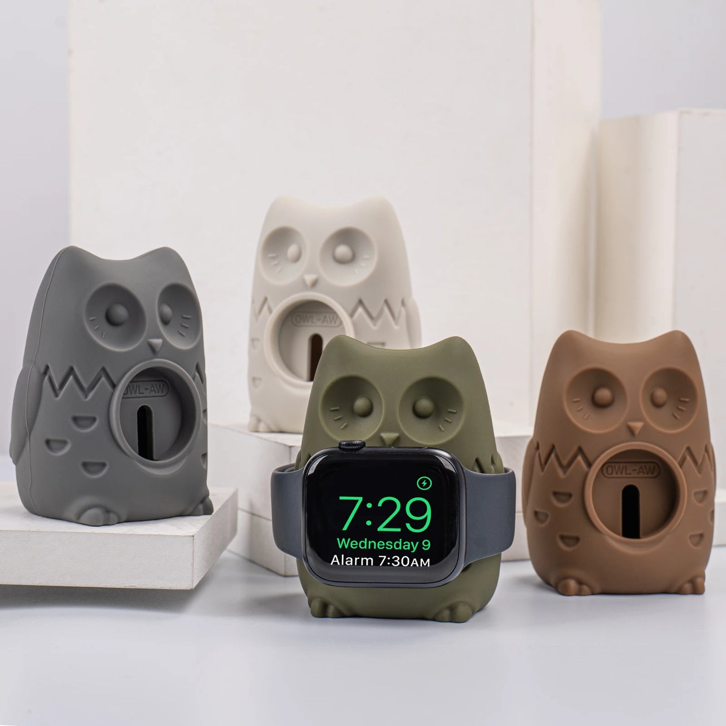 Apple Watch Charger Stand – Silicone Dock for All Series - Owl
