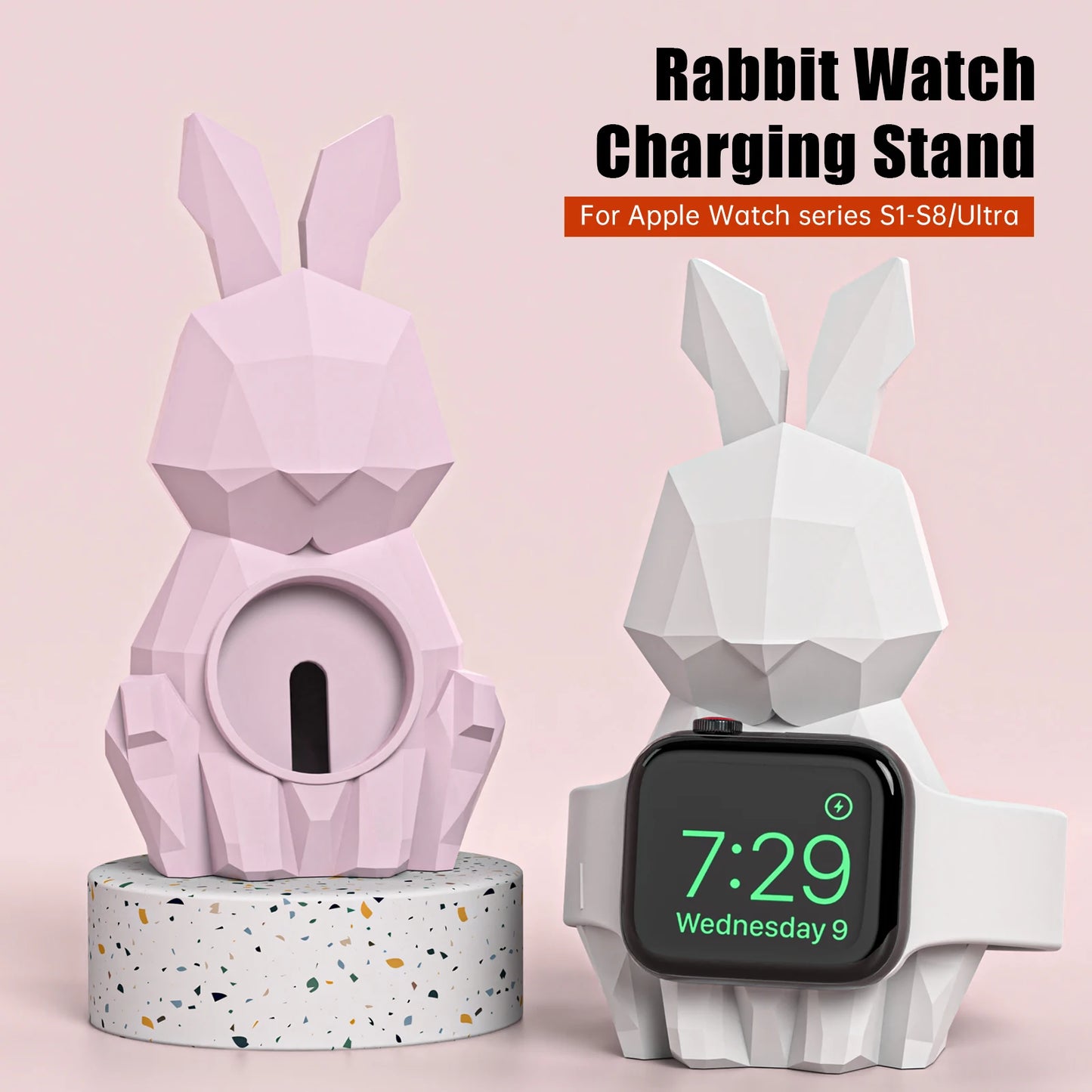 Apple Watch Charger Stand – Silicone Dock for All Series - Rabbit