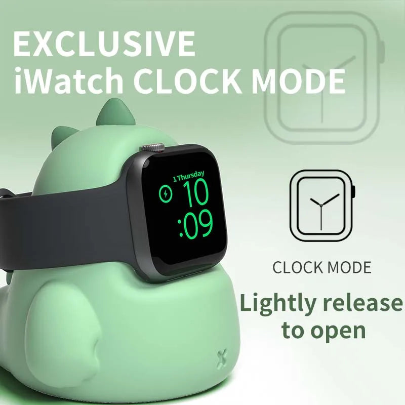 Apple Watch Charger Stand – Silicone Dock for All Series - Dinosaur