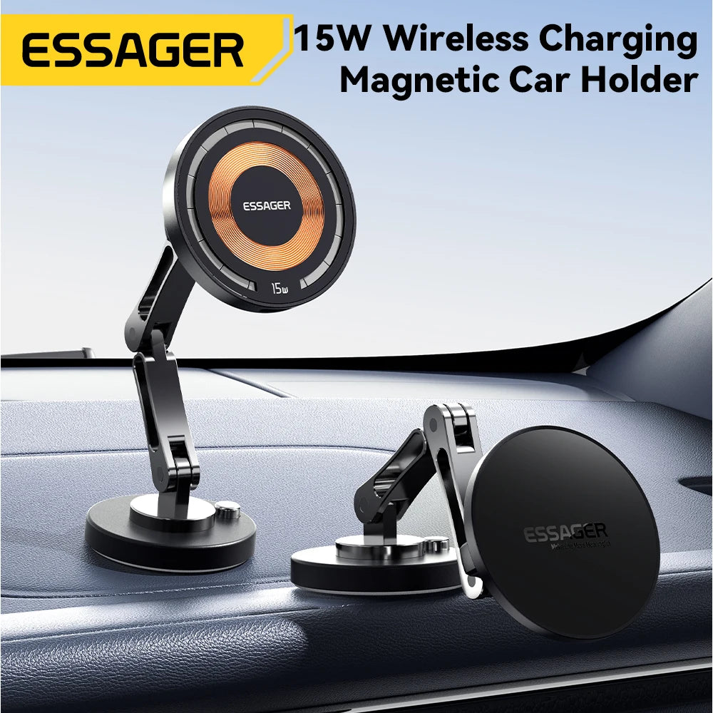 ESSAGER Magnetic Car Charger – 15W Fast Magsafe Mount for iPhone