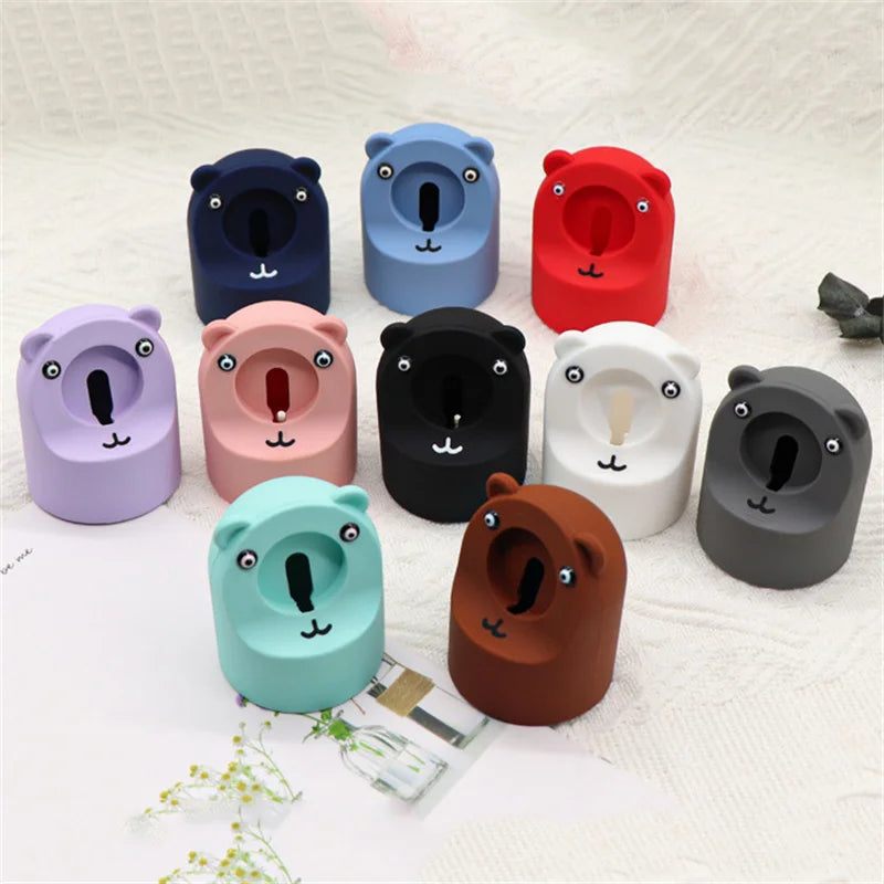 Apple Watch Charger Stand – Silicone Dock for All Series - Cute Bear