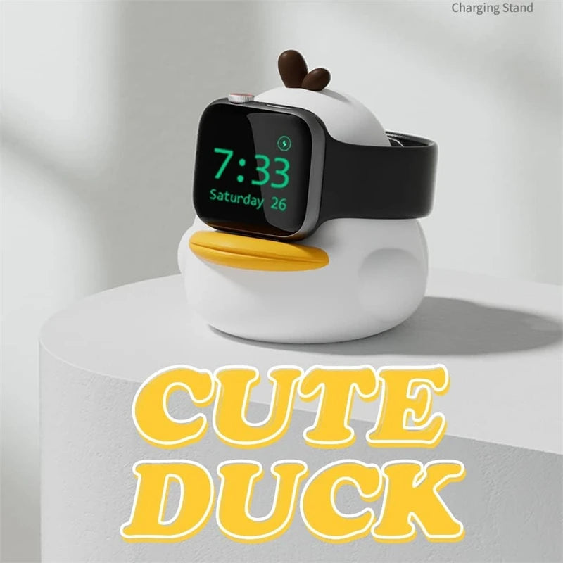 Apple Watch Charger Stand – Silicone Dock for All Series - Cute Duck