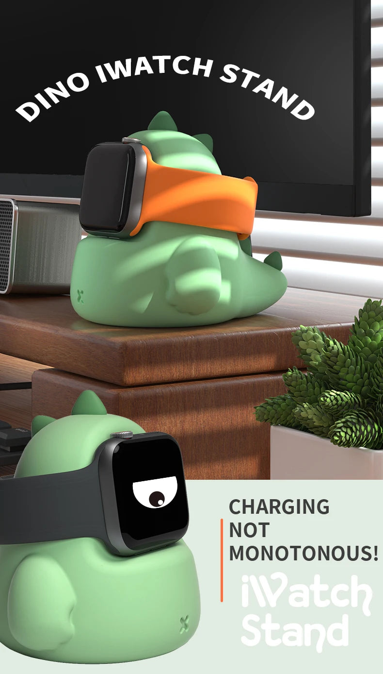Apple Watch Charger Stand – Silicone Dock for All Series - Dinosaur