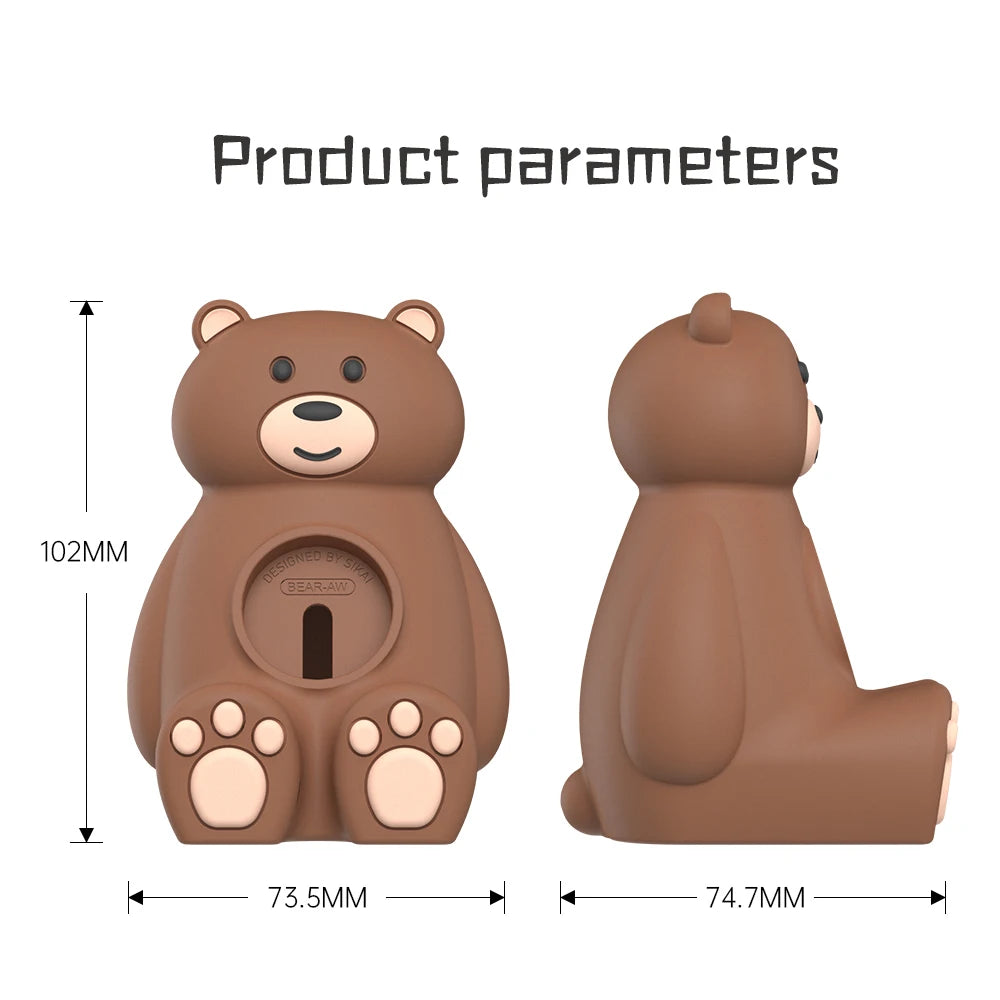 Apple Watch Charger Stand – Silicone Dock for All Series - Cute Bear
