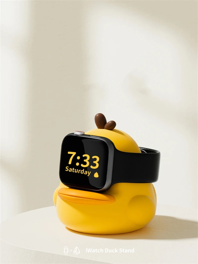Apple Watch Charger Stand – Silicone Dock for All Series - Cute Duck