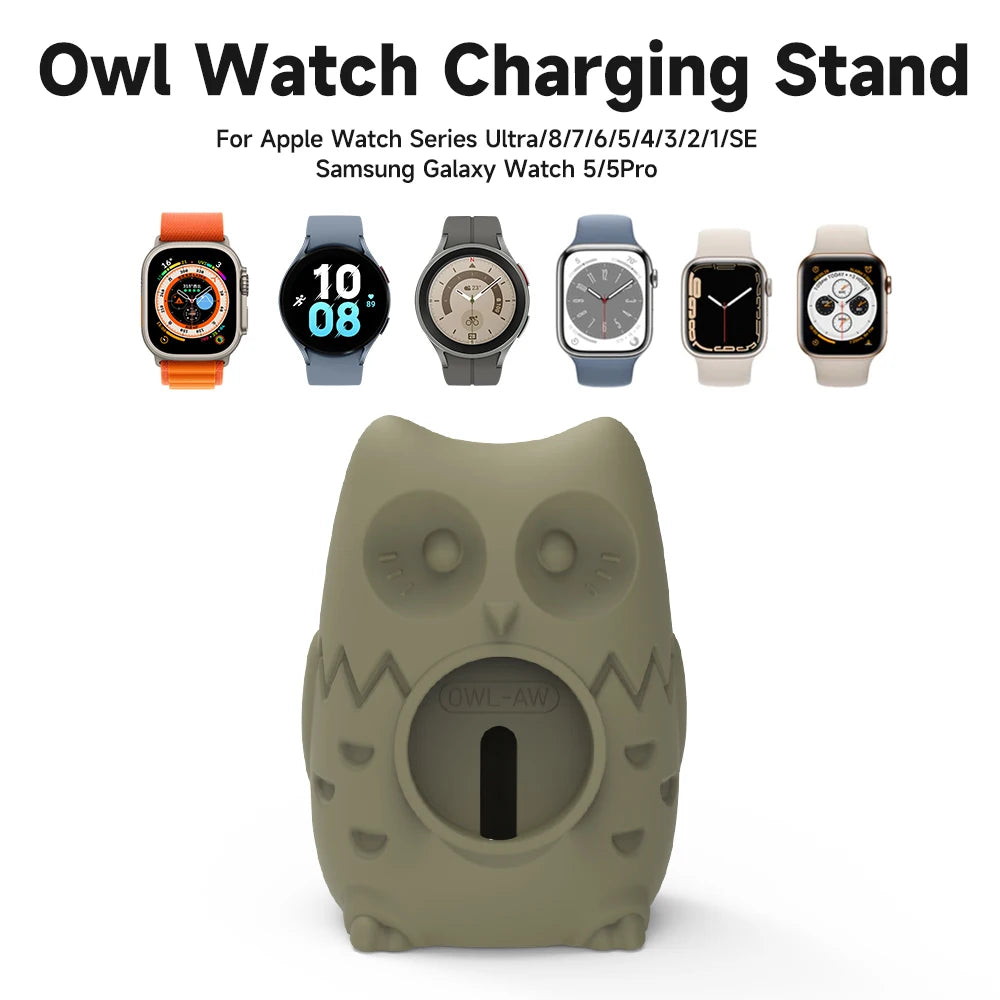 Apple Watch Charger Stand – Silicone Dock for All Series - Owl