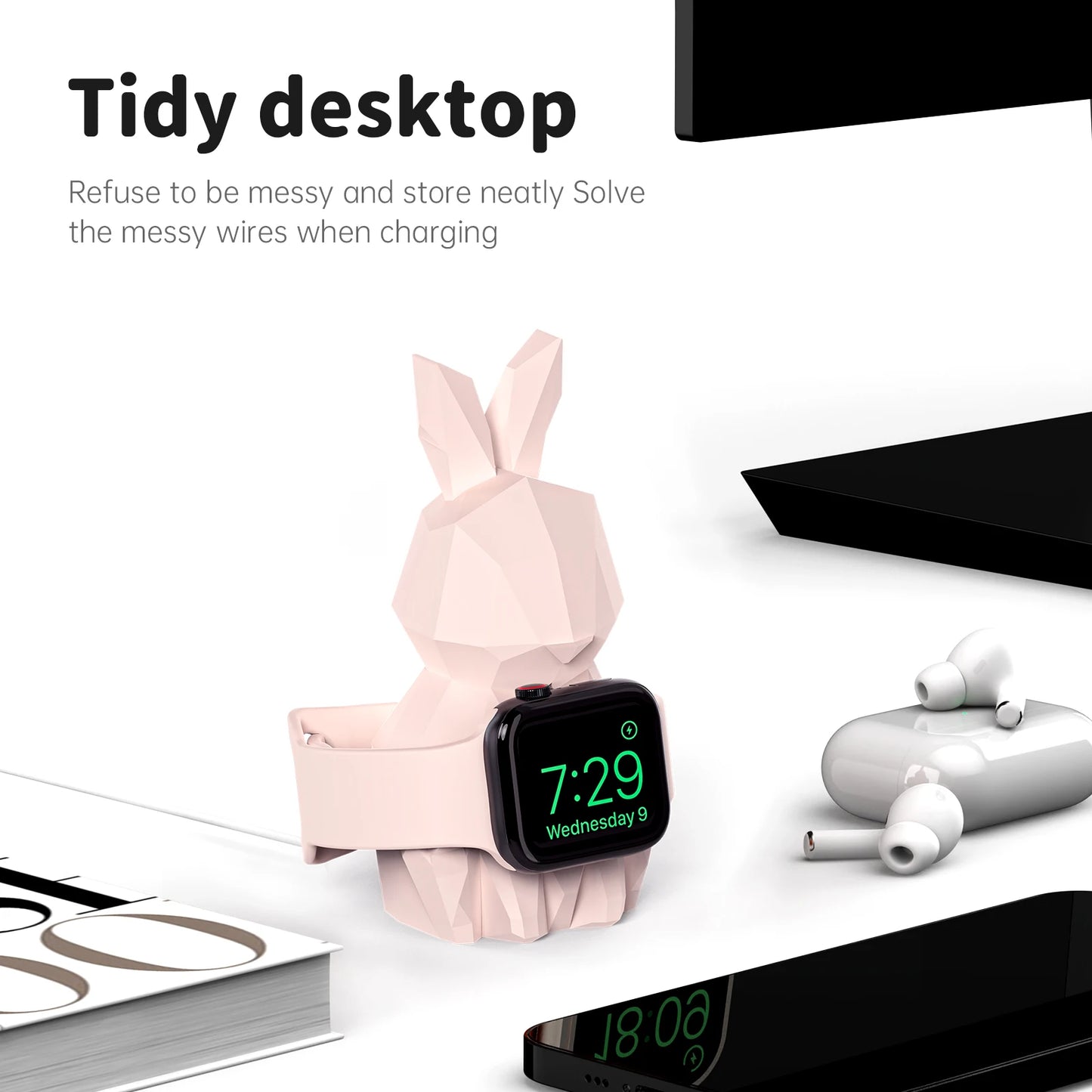 Apple Watch Charger Stand – Silicone Dock for All Series - Rabbit