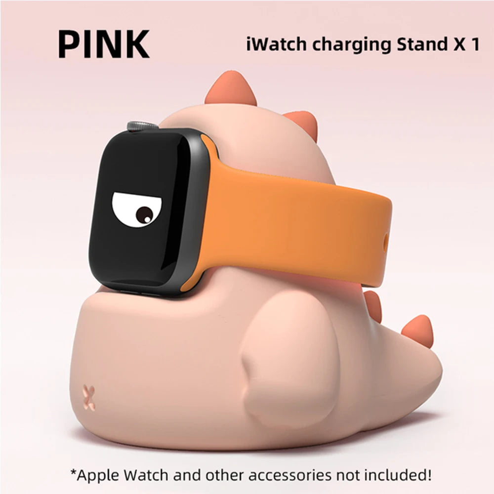 Apple Watch Charger Stand – Silicone Dock for All Series - Dinosaur