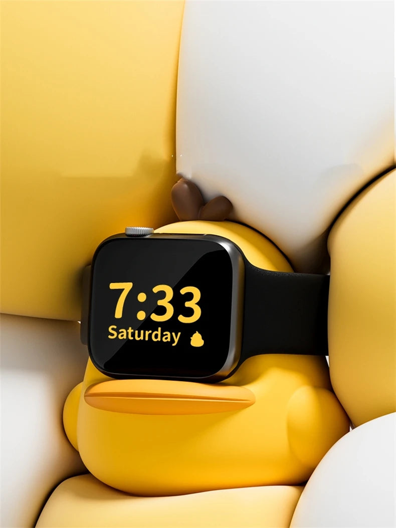 Apple Watch Charger Stand – Silicone Dock for All Series - Cute Duck