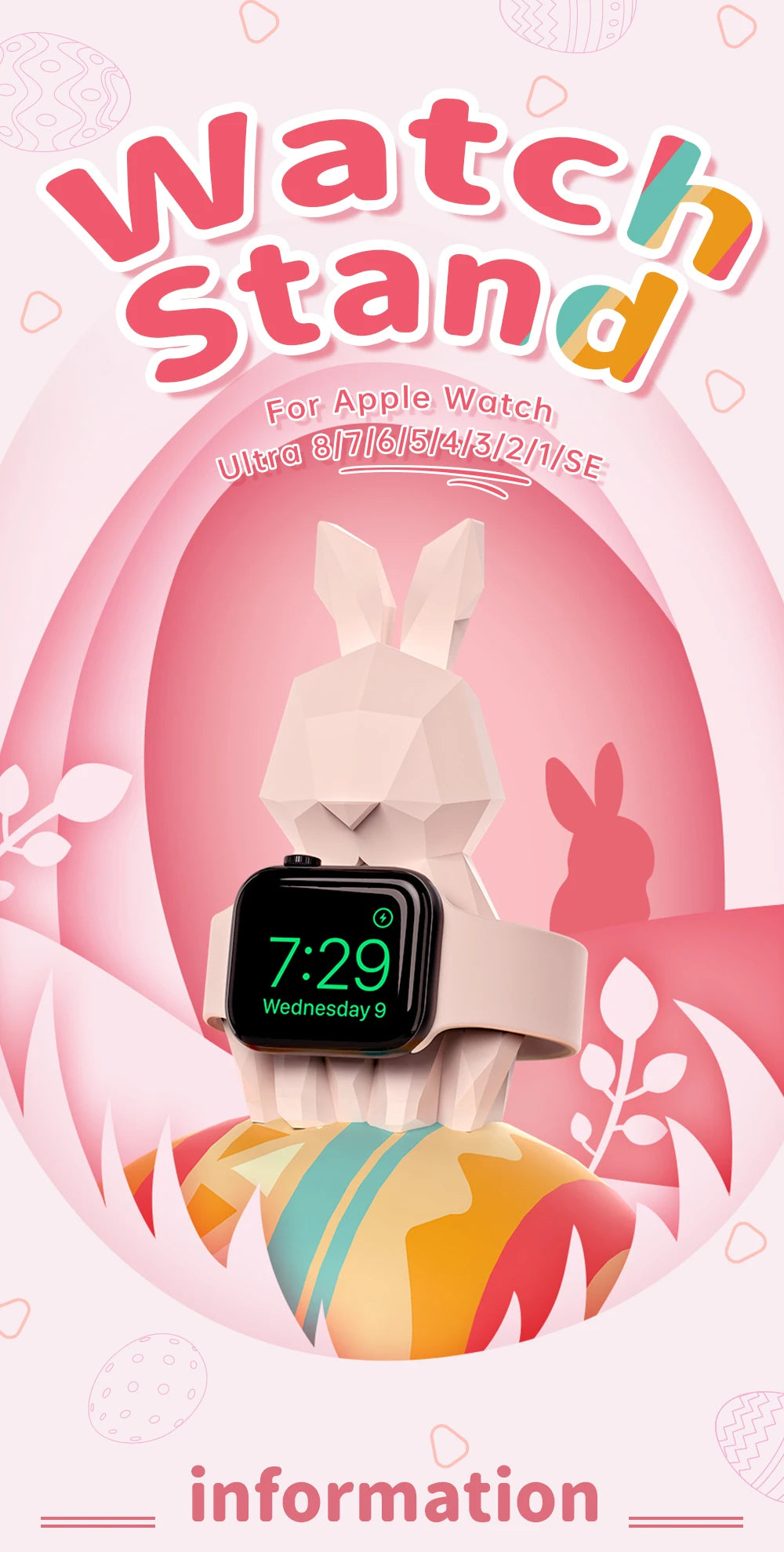 Apple Watch Charger Stand – Silicone Dock for All Series - Rabbit