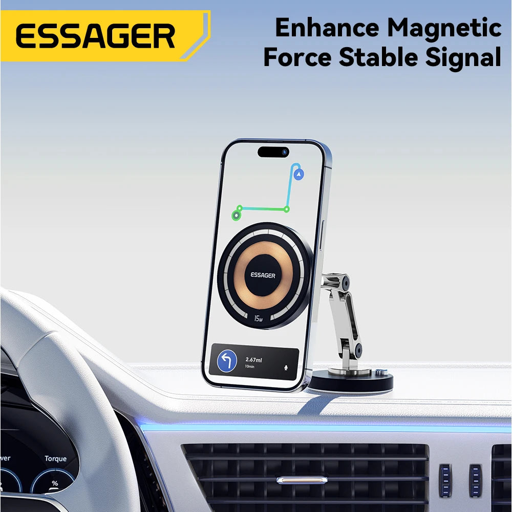 ESSAGER Magnetic Car Charger – 15W Fast Magsafe Mount for iPhone