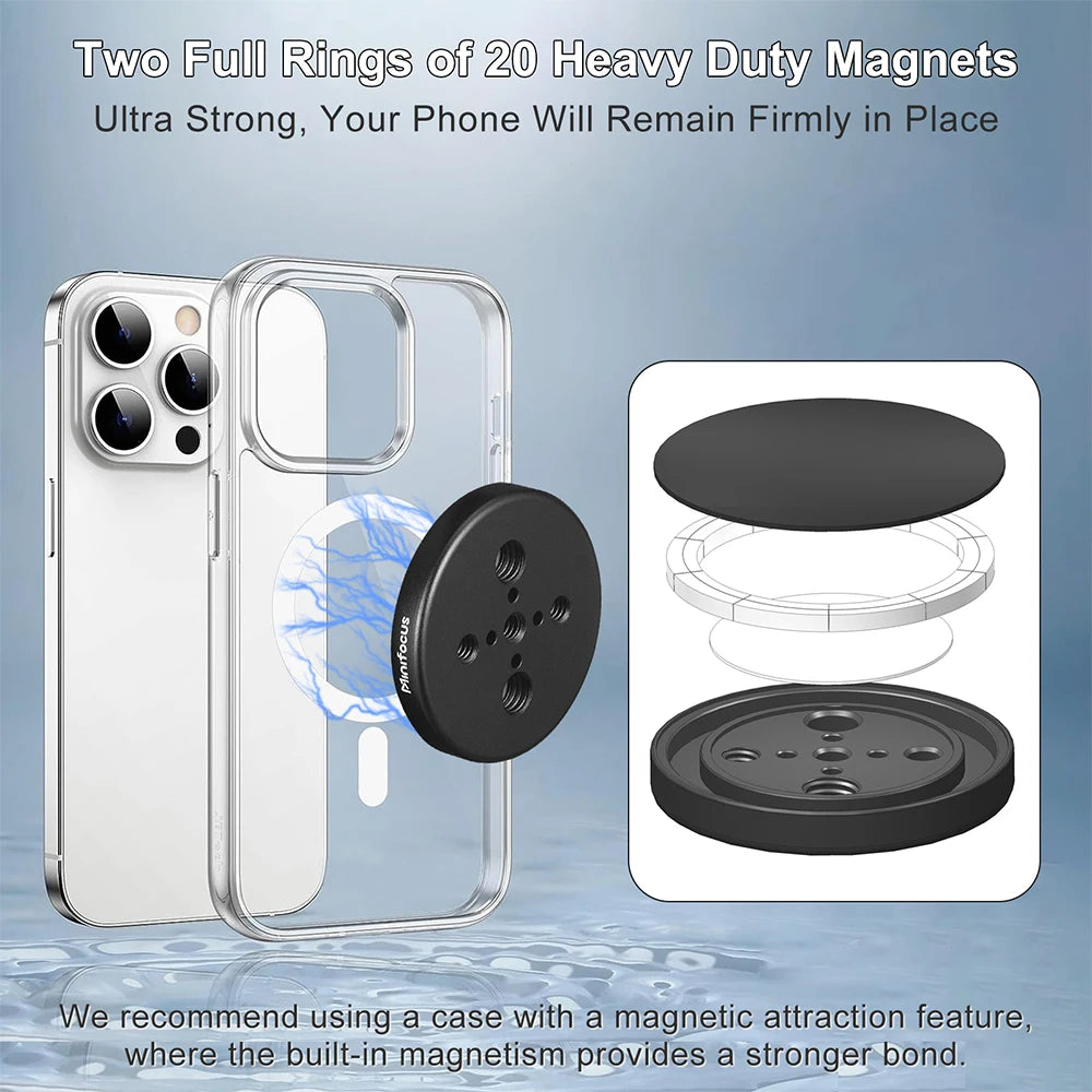 MINIFOCUS Magnetic Phone Holder – Magsafe Tripod Mount Adapter with Arri Holes