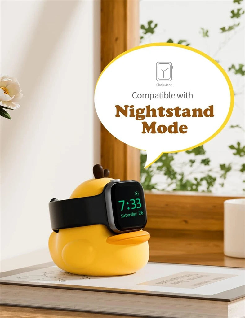 Apple Watch Charger Stand – Silicone Dock for All Series - Cute Duck