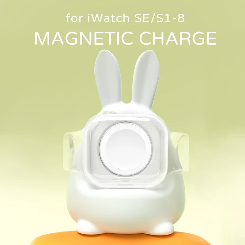 Apple Watch Charger Stand – Silicone Dock for All Series - Bunny