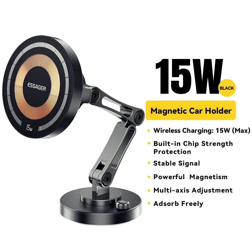 ESSAGER Magnetic Car Charger – 15W Fast Magsafe Mount for iPhone
