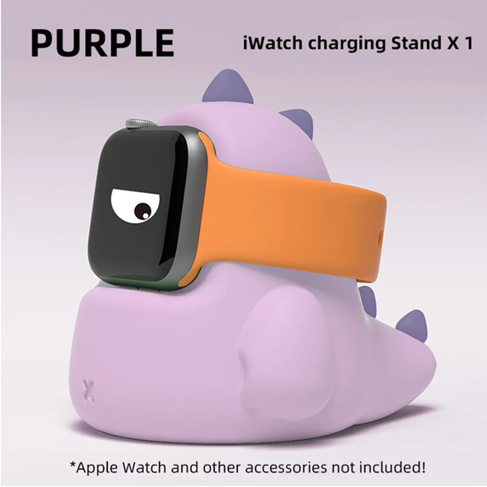 Apple Watch Charger Stand – Silicone Dock for All Series - Dinosaur