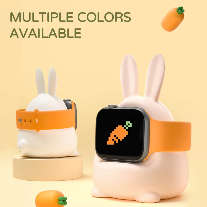 Apple Watch Charger Stand – Silicone Dock for All Series - Bunny