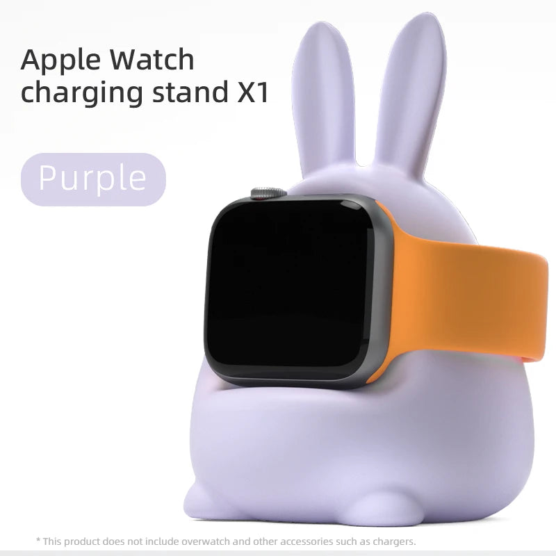 Apple Watch Charger Stand – Silicone Dock for All Series - Bunny