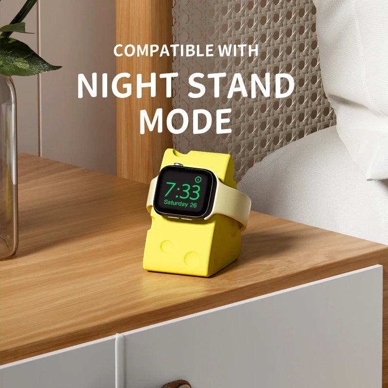 Apple Watch Charger Stand – Silicone Dock for All Series - Cheese