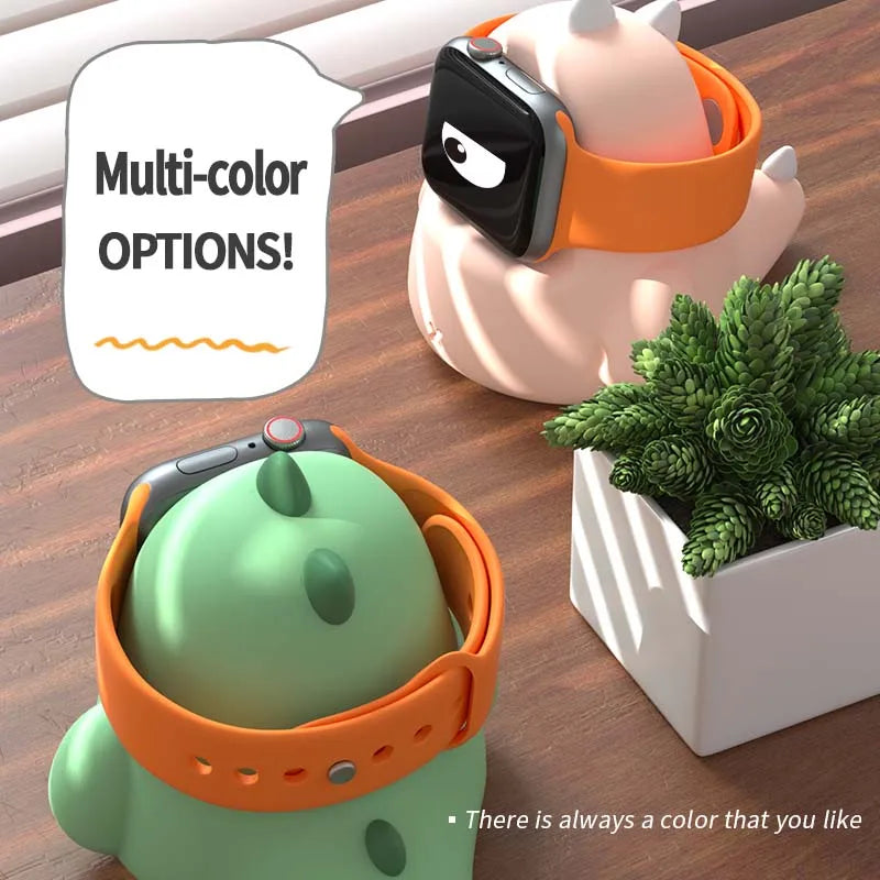 Apple Watch Charger Stand – Silicone Dock for All Series - Dinosaur