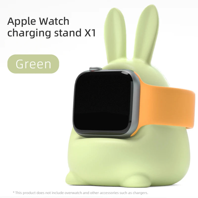 Apple Watch Charger Stand – Silicone Dock for All Series - Bunny