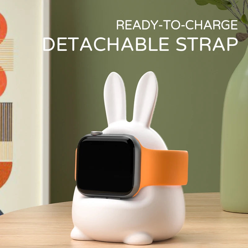 Apple Watch Charger Stand – Silicone Dock for All Series - Bunny