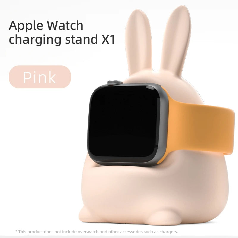 Apple Watch Charger Stand – Silicone Dock for All Series - Bunny