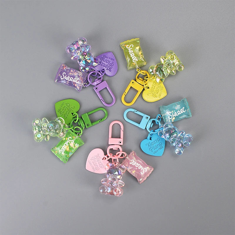 Cartoon Heart Bear Candy Keychain