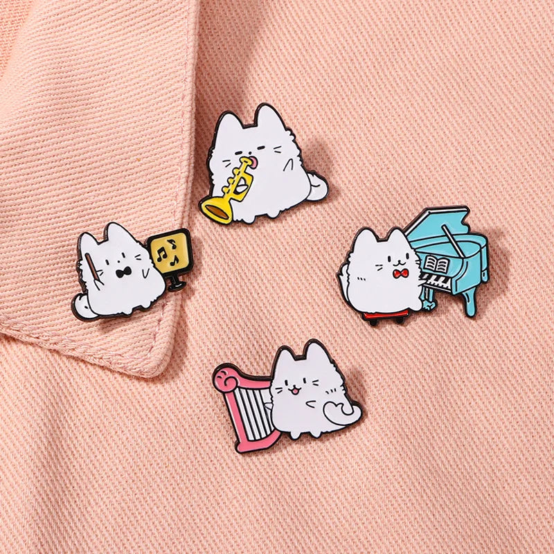 White Cat Pins Collection