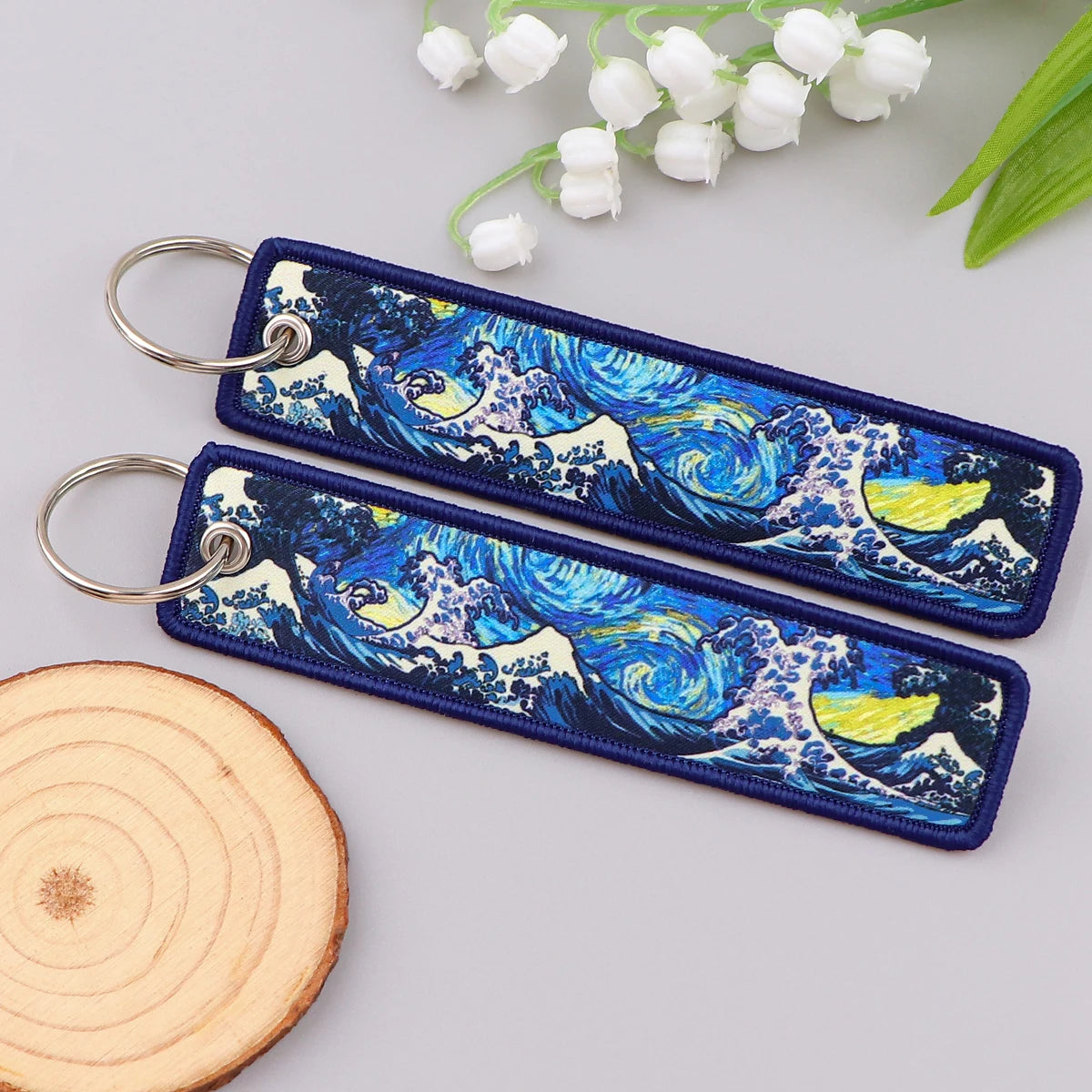 Japanese Waves Keychain