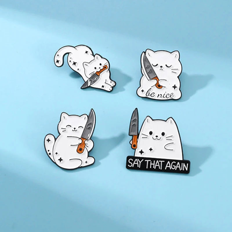 White Cat Pins Collection