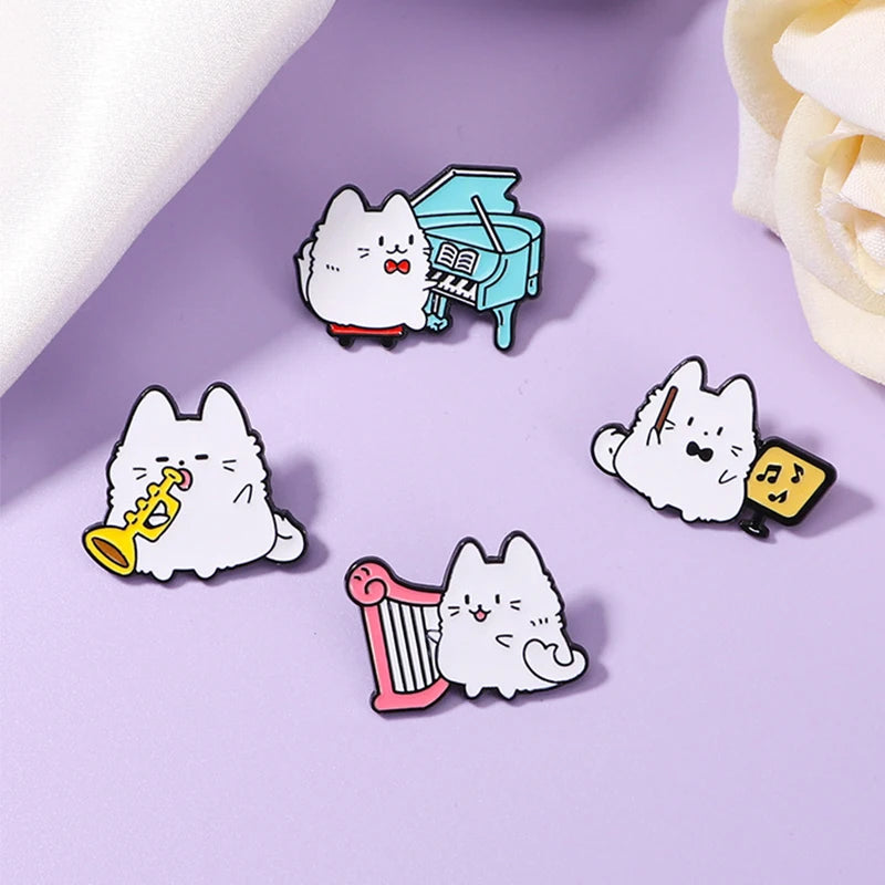 White Cat Pins Collection