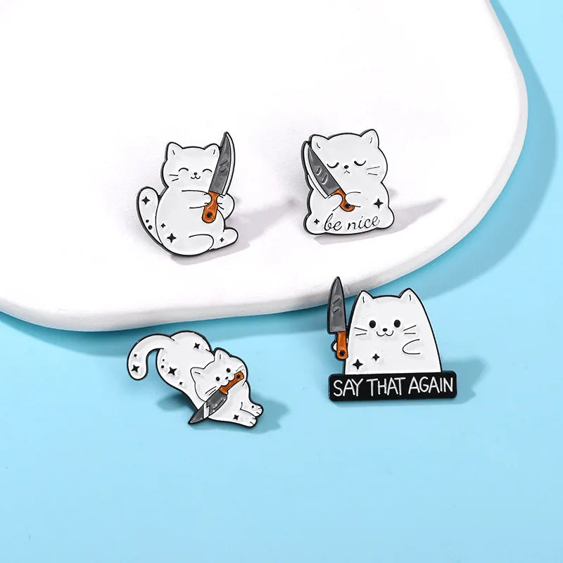 White Cat Pins Collection