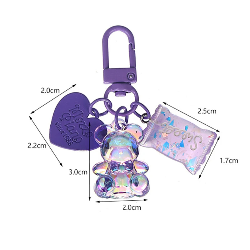 Cartoon Heart Bear Candy Keychain